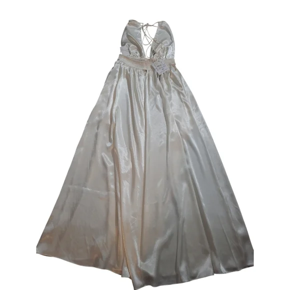 NWT Free People Ivory Silky Cocktail Maxi Sz L - Picture 8 of 13